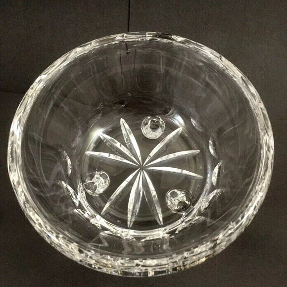 Czech Hand Cut Crystal Lidded Candy Dish Pedestal Bowl Etched Glass Lid VTG 60's - Picture 5 of 12
